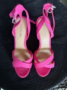 Gianni Bini Vibrant Pink Strappy Ankle-Heel Sandals